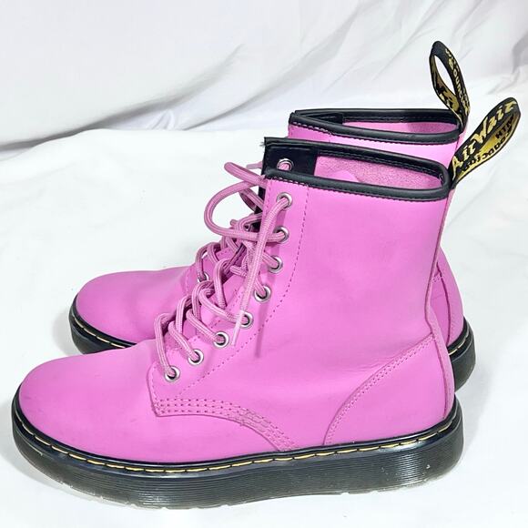 Dr. Martens Zavala Lace Up Combat Pink Leather Boots Women 8 LA004 Used - Picture 2 of 11